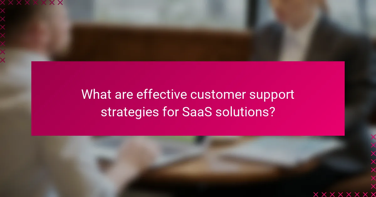 What are effective customer support strategies for SaaS solutions?