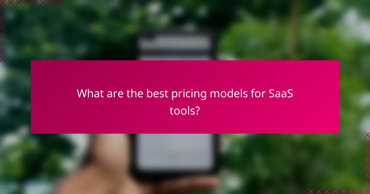 What are the best pricing models for SaaS tools?