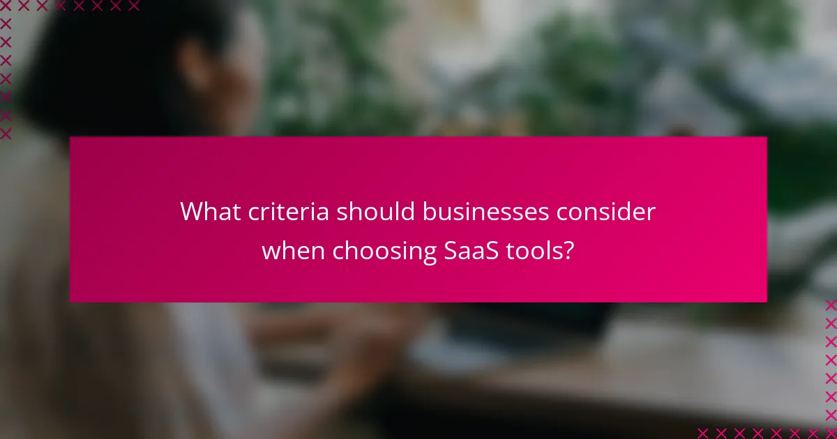What criteria should businesses consider when choosing SaaS tools?